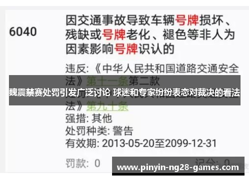 魏震禁赛处罚引发广泛讨论 球迷和专家纷纷表态对裁决的看法